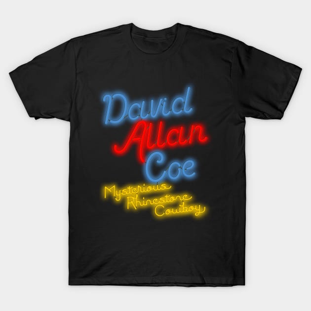 David Allan Coe Mysterious Rhinestone Cowboy Neon T-Shirt by darklordpug